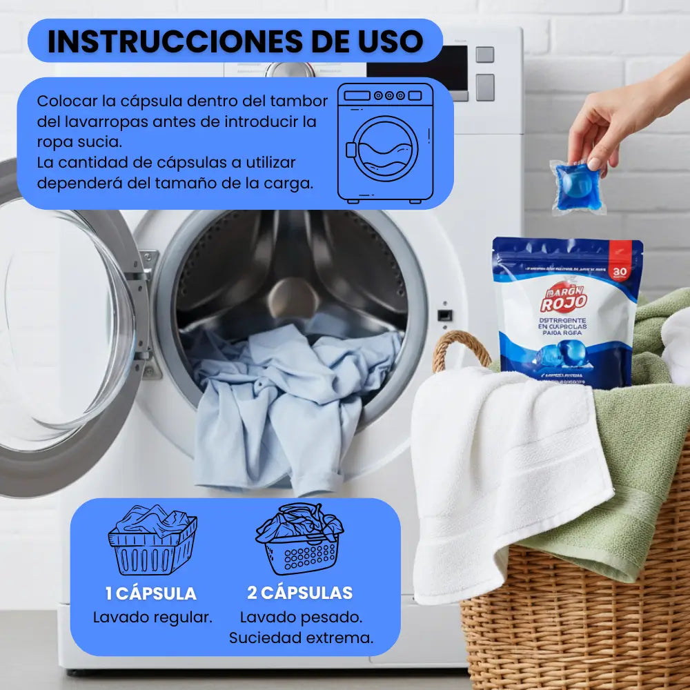BARÓN ROJO™ CÁPSULAS PARA LAVAR ROPA + PERLAS DE REGALO