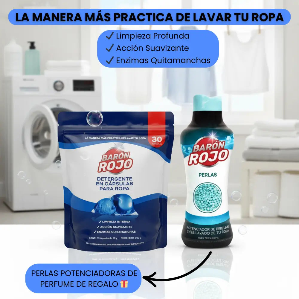 BARÓN ROJO™ CÁPSULAS PARA LAVAR ROPA + PERLAS DE REGALO
