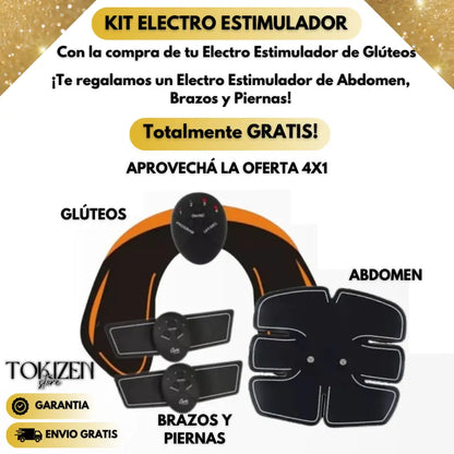 ELECTRO ESTIMULADOR DE GLÚTEOS + ABDOMEN, BRAZOS Y PIERNAS DE REGALO