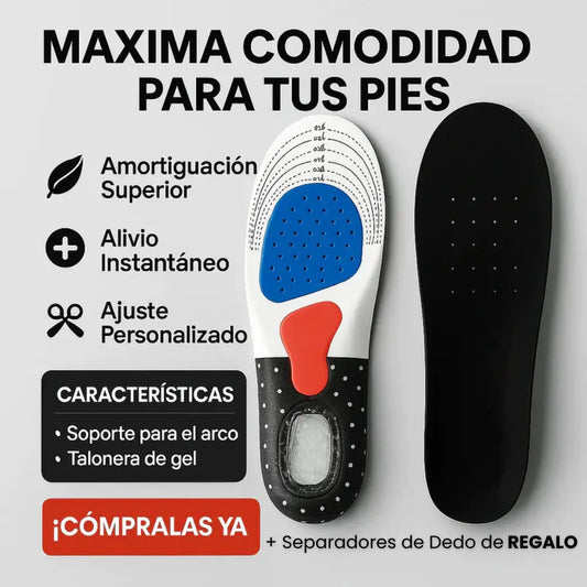 PLANTILLAS ORTOPÉDICAS ALIVIA DOLOR + SEPARADOR DE DEDOS DE REGALO